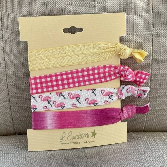 L. Erickson Women Hair Pony Tail Multi Color Hair Tie France Luxe Set Of 4 - Picture 4 of 8